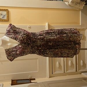 Banana Republic silky gray and purple dress Sz 4